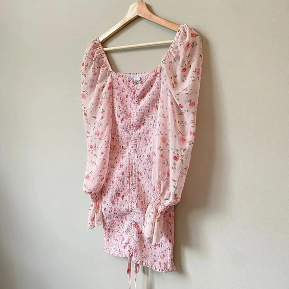 Princess Polly Women's US 4 Wild Flowers Balloon Sleeves Shirred Mini Dress Pink - Picture 9 of 16